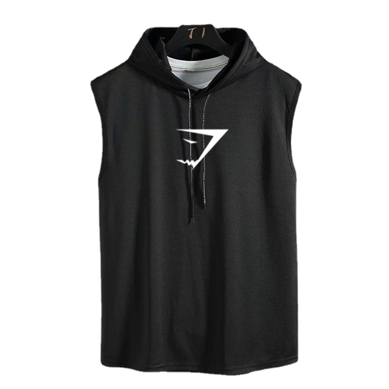 Áo Hoodie Sát Nách Phối Lưới Thoáng Khí Nhanh Khô Họa Tiết Cá Mập Thời Trang Mùa Hè 2023 Cho Nam