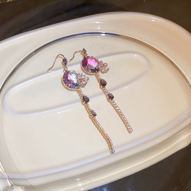 1 Đôi Bông Tai Hình Giọt Nước Đính Kim Cương Màu gradient Sang Trọng