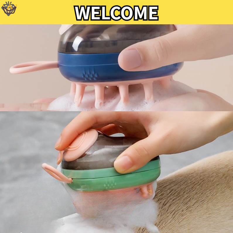 Bàn Chải Tắm Massage Cho Thú Cưng Bằng Silicon Mềm Kèm Bàn Chải Làm Sạch Và Mát Xa Đa Năng MM