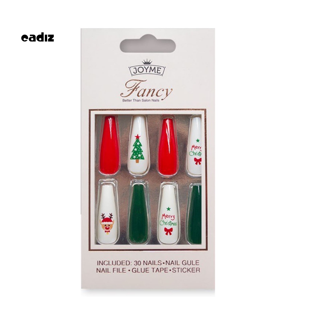 1 Bộ Móng Tay Giả Che Phủ Toàn Diện Không Mùi Phong Cách Giáng Sinh Cho Salon