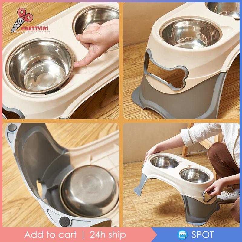 [Prettyia1] Giá Đỡ Bát Đựng Thức Ăn Dành Cho Thú Cưng Chống Trượt