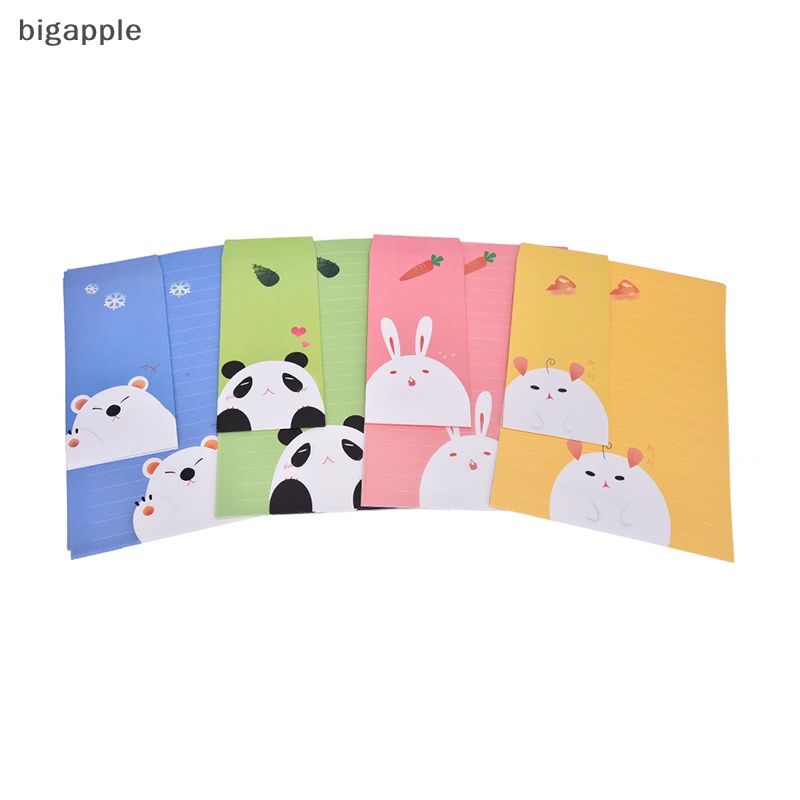 Bigapple set Bưu Thiếp Và Phong Bì Bằng Giấy In Họa Tiết Động Vật Và Chữ Cái Dễ Thương RDG