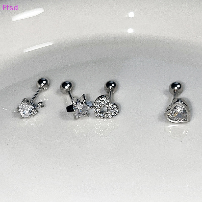 1 Khuyên Tai Hình Trái Tim Đôi Cánh Bằng Thép Không Gỉ Dễ Thương Cho Nữ