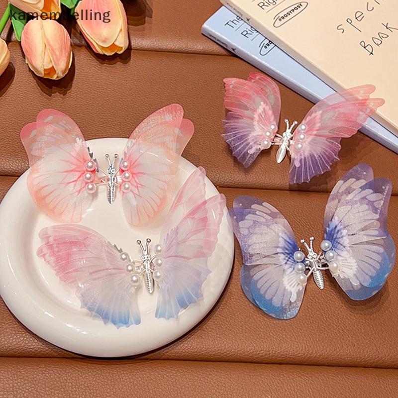 Kẹp Tóc Hình Cánh Bướm Đính Ngọc Trai Xinh Xắn Cho Bé Gái