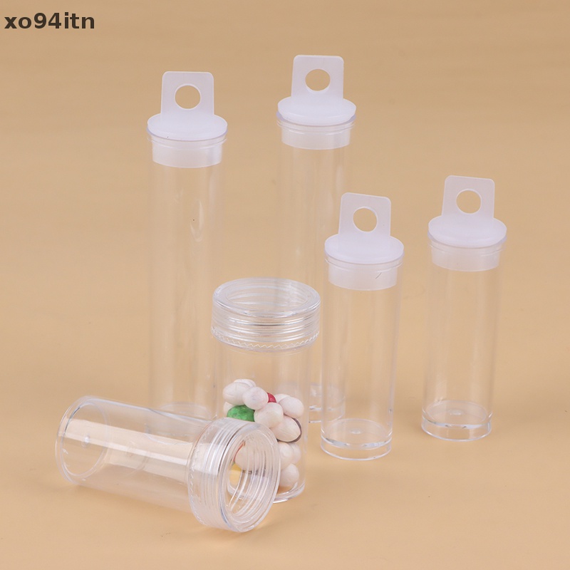 Tn Bộ 2 Hộp Nhựa PP Trong Suốt Hình Trụ Đựng Trang Sức Làm Móng Tay