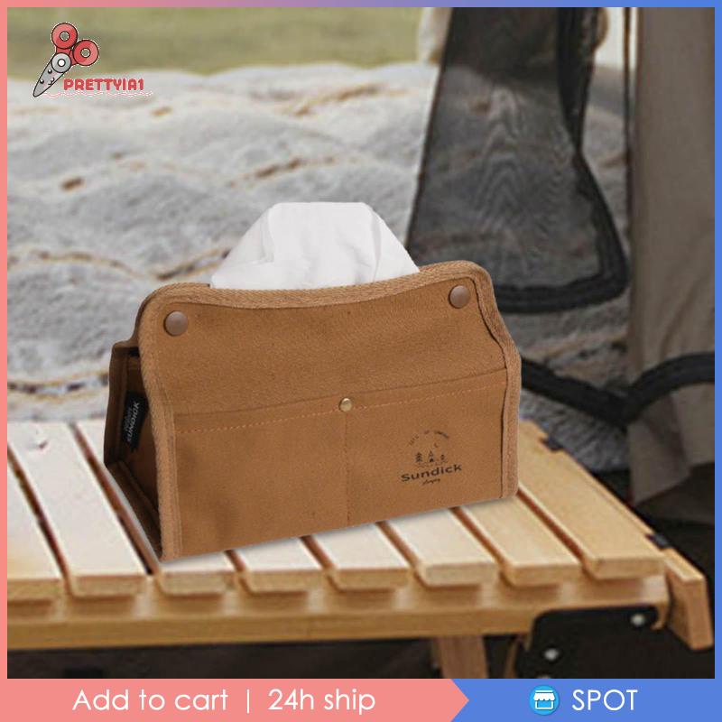 1 [Prettyia1] Khay Đựng Khăn Giấy Bằng Vải Bạt Gọn Nhẹ Sắp Xếp Gọn Gàng Cho