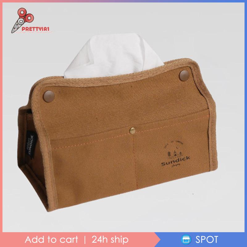 1 [Prettyia1] Khay Đựng Khăn Giấy Bằng Vải Bạt Gọn Nhẹ Sắp Xếp Gọn Gàng Cho