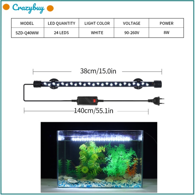Cr Đèn Led 3 Bóng Siêu Sáng Chống Thấm Nước Trang Trí Bể Cá