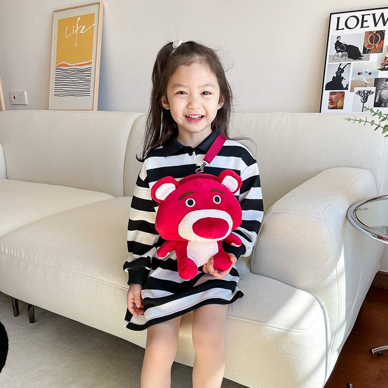 Ba Lô Đi Học Cỡ Lớn Thoáng Khí Chống Thấm Nước In Họa Tiết Gấu / Dâu Tây Xinh Xắn Thời Trang Cho Bé