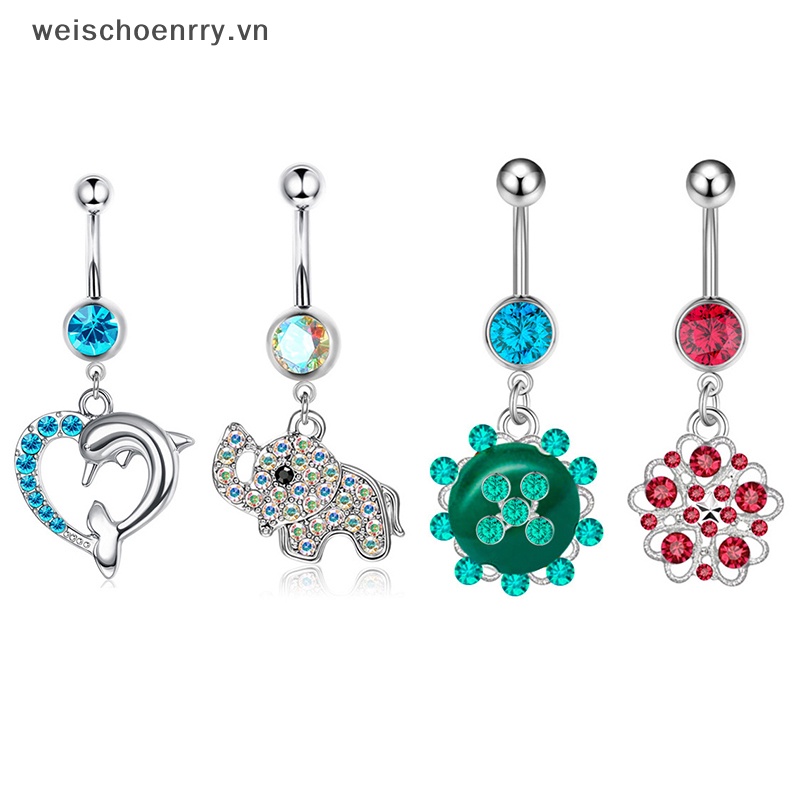Khuyên Rốn Bằng Thép Không Gỉ 316L Hình Trái Tim / Hành Tinh Màu Xanh Dương Cho Nữ