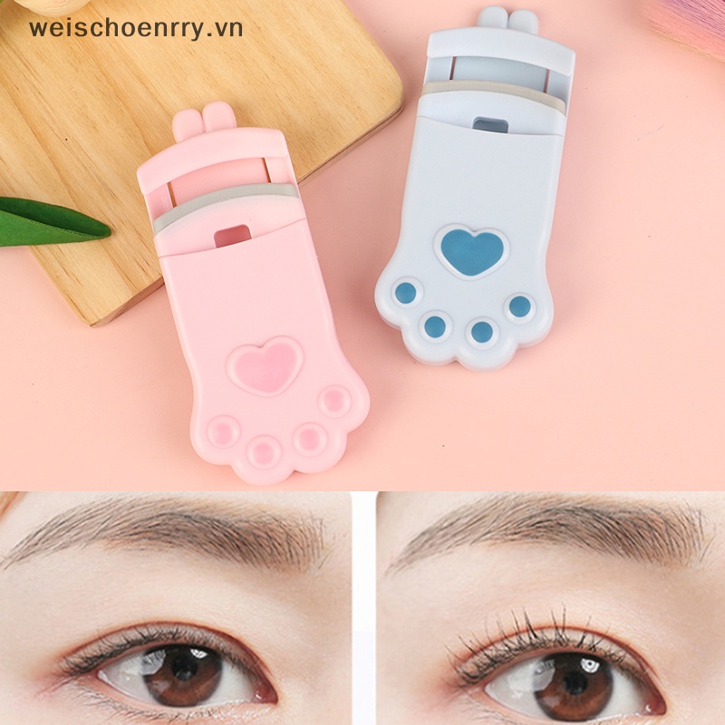 1 Bộ Dụng Cụ Uốn Cong Lông Mi Mini Bằng Nhựa Hình Chân Mèo Dễ Thương