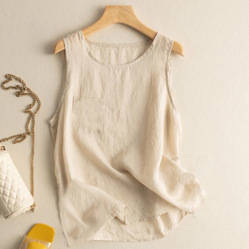 Áo Cotton Lanh Mỏng Sát Nách Dáng Rộng Màu Trơn Thời Trang Mùa Hè 2023 2023 MI02