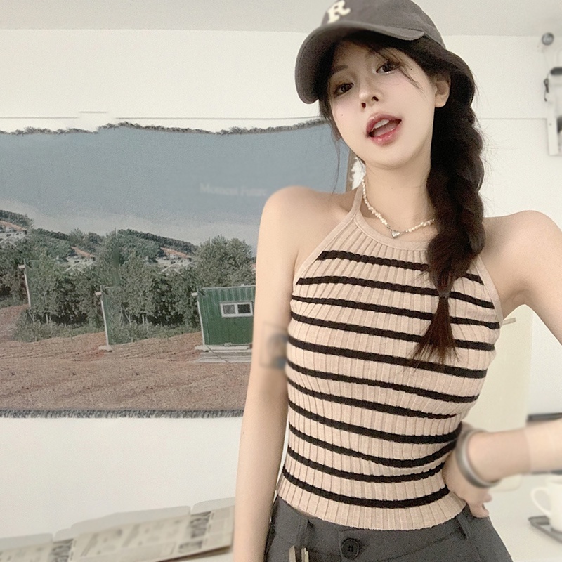 Áo Dệt Kim Hai Dây Ôm Dáng Hở Lưng Gợi Cảm Cho Nữ