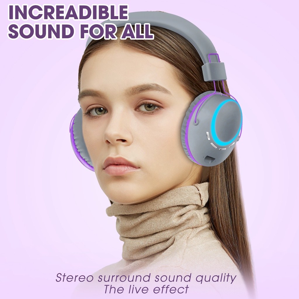 Tai Nghe Chụp Tai AKZ-B56 Kết Nối Bluetooth Không Dây Phát Sáng Hỗ Trợ Thẻ Nhớ TF