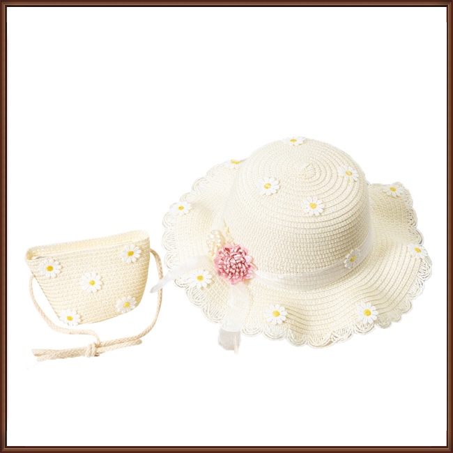 Set 2 Món Nón Chống Nắng + Túi Xách Dễ Thương Xinh Xắn Dành Cho Bé 2-8 Tuổi