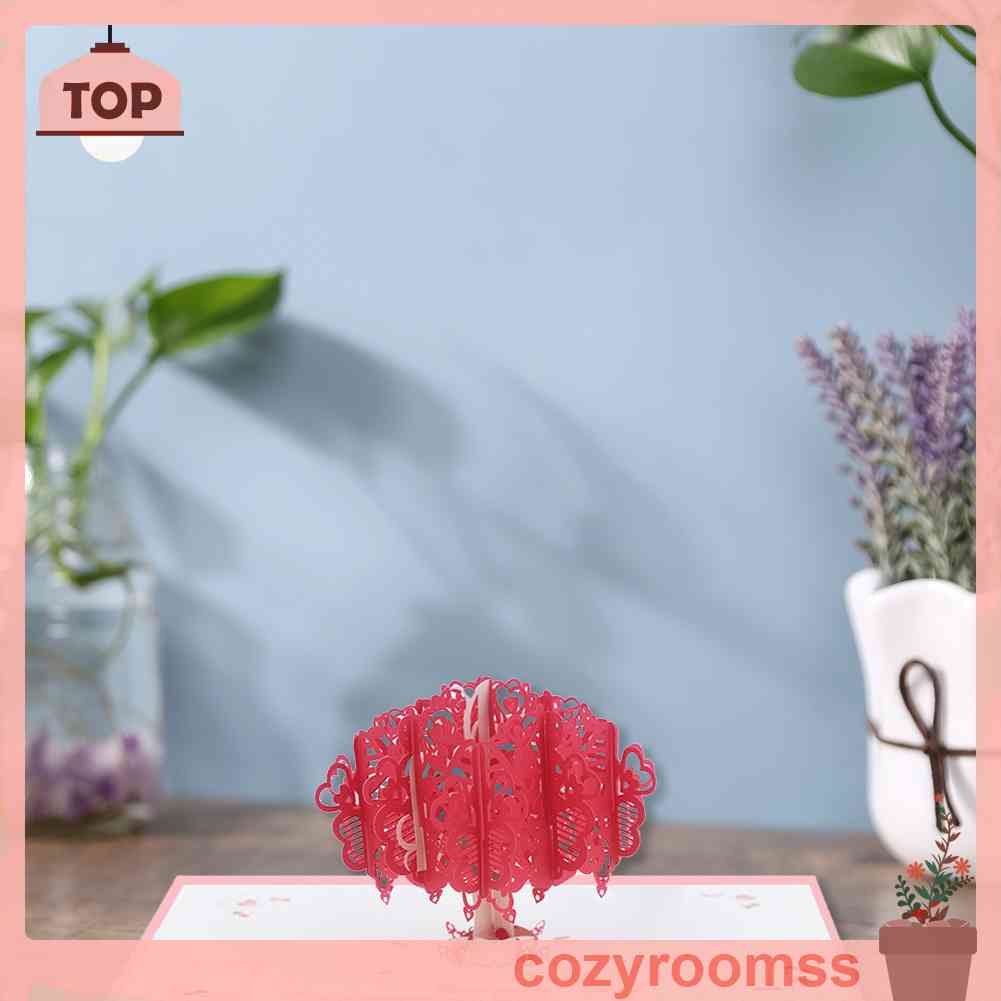 Thiệp Chúc Mừng Hình Cây Trái Tim 3D Kèm Bao Thư Và Thẻ Ghi Chú