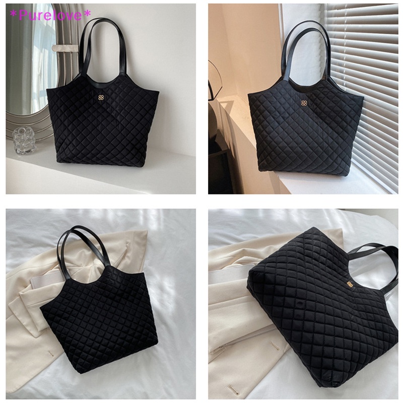 Túi Tote Đeo Vai Sức Chứa Lớn Họa Tiết Lưới Hình Thoi Phong Cách Vintage Thời Trang Mùa Thu Chất Lượng Cao Có Khóa Cài Cho Nữ Mới