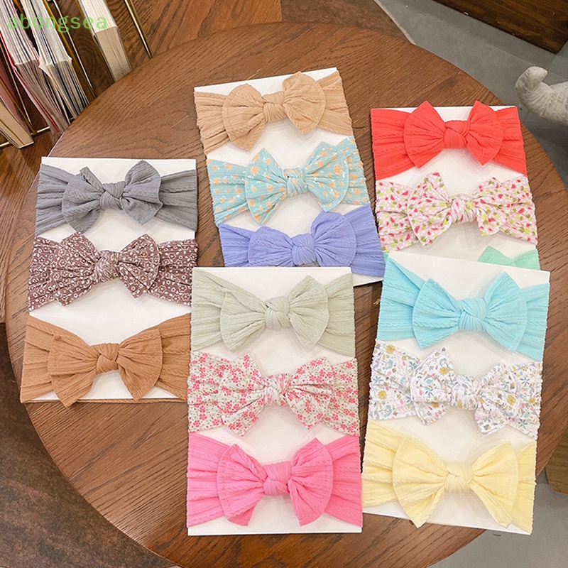 Set 3 Băng Đô Đan Len Co Giãn Xinh Xắn Cho Bé Gái