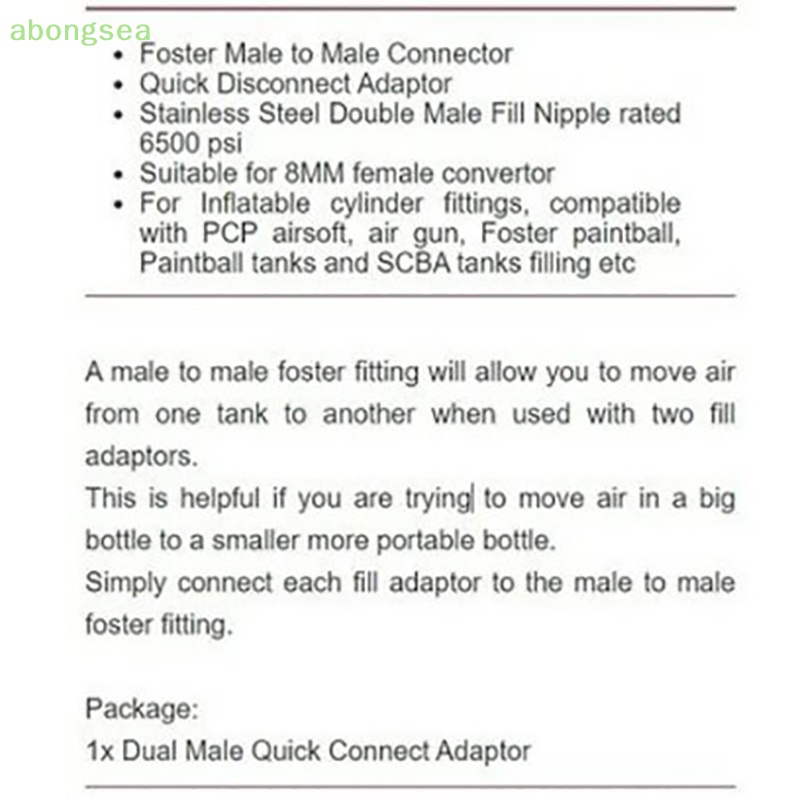 Đầu Nối Nhanh abongsea 8mm 30mpa Foster Male Sang Male Bằng Thép Không Gỉ