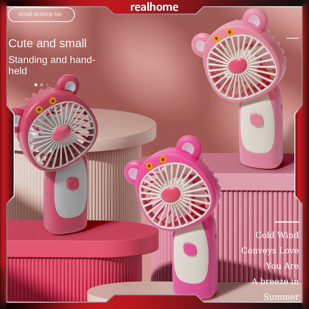 Mới Dâu Gấu USB Fan Quạt Di Động Nhỏ Fan Sinh Viên Dễ Thương Đồ Di Động Cầm Tay Mini Máy Tính Để Bàn Điện Fan Tay Quà Tặng Cầm Tay Có Thể Sạc Lại Fan Mini Pin Xách Tay Điện R