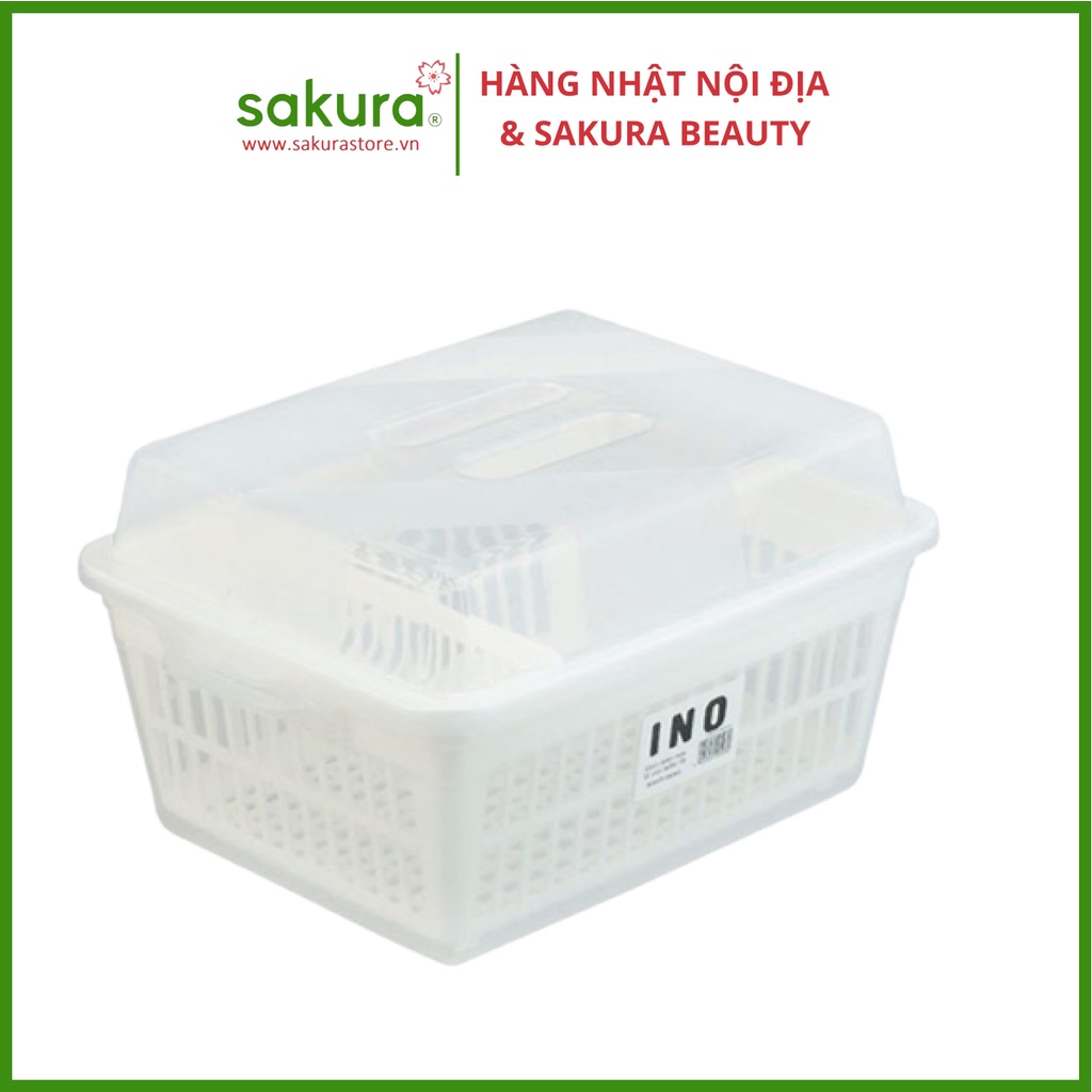 ổ úp bát đĩa có nắp đậy kèm khay hứng nước, chống bụi vô cùng sạch sẽ Inomata - Nhật Bản