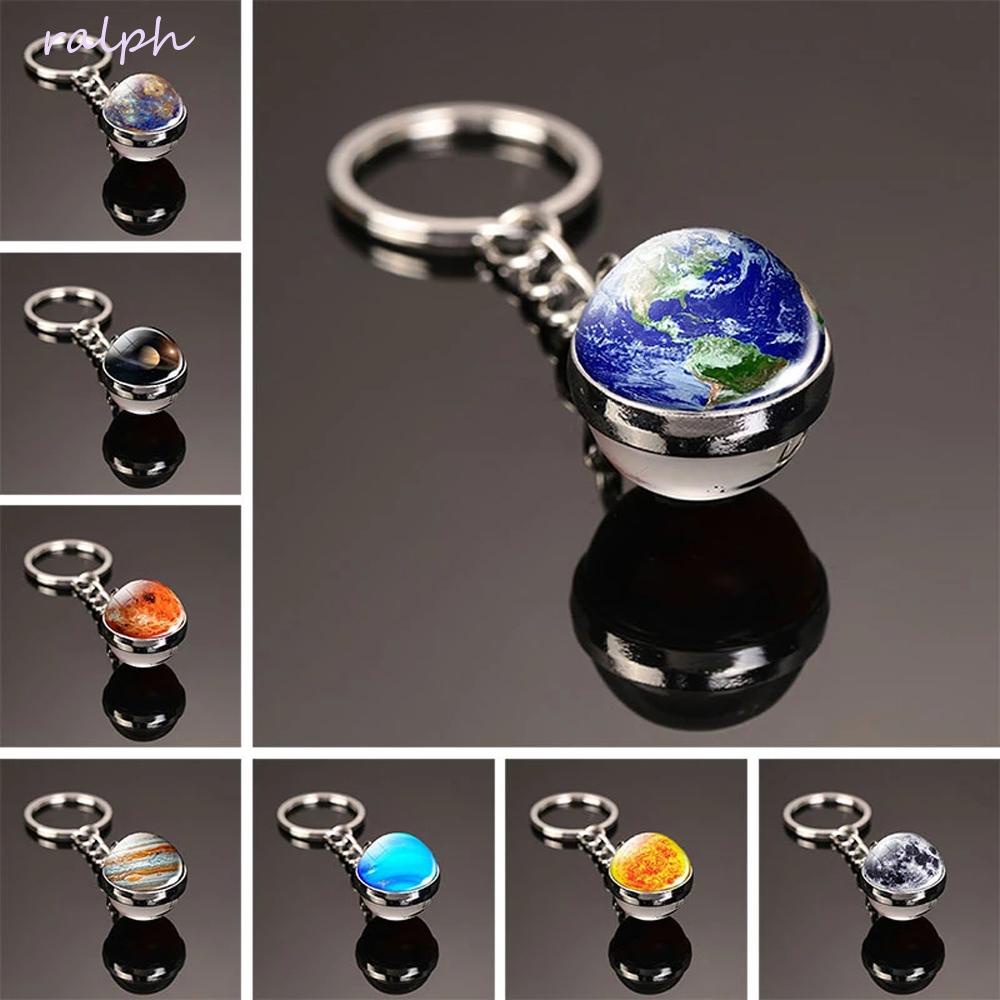 Móc Khóa Quả Cầu Thủy Tinh Hai Mặt Phát Sáng Trong Đêm Hình Mặt Trăng