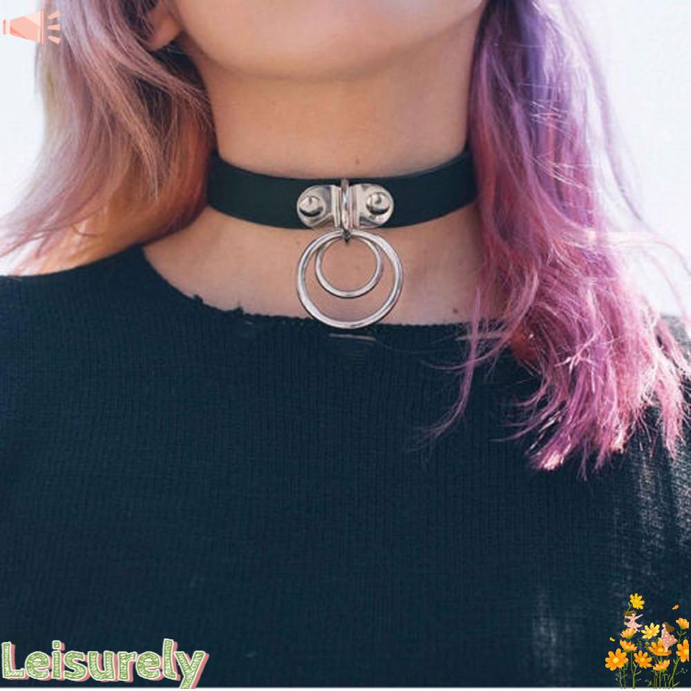 Vòng Cổ Choker Bằng Da Màu Tối Phong Cách Punk Cá Tính