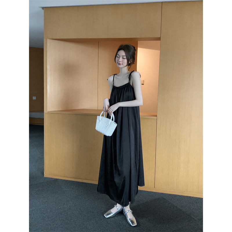 Đầm Hai Dây Cột Dây Trong Suốt Thời Trang Mùa Hè Xinh Xắn Cho Nữ