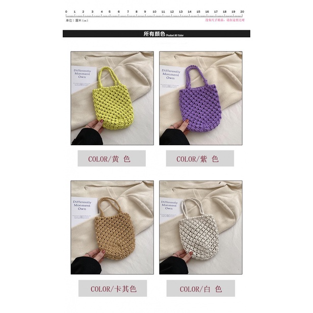 Túi Xách Tay Bằng Cotton Và Lưới Kích Thước 16X14Cm Siêu Nhẹ Thời Trang Cho Nữ