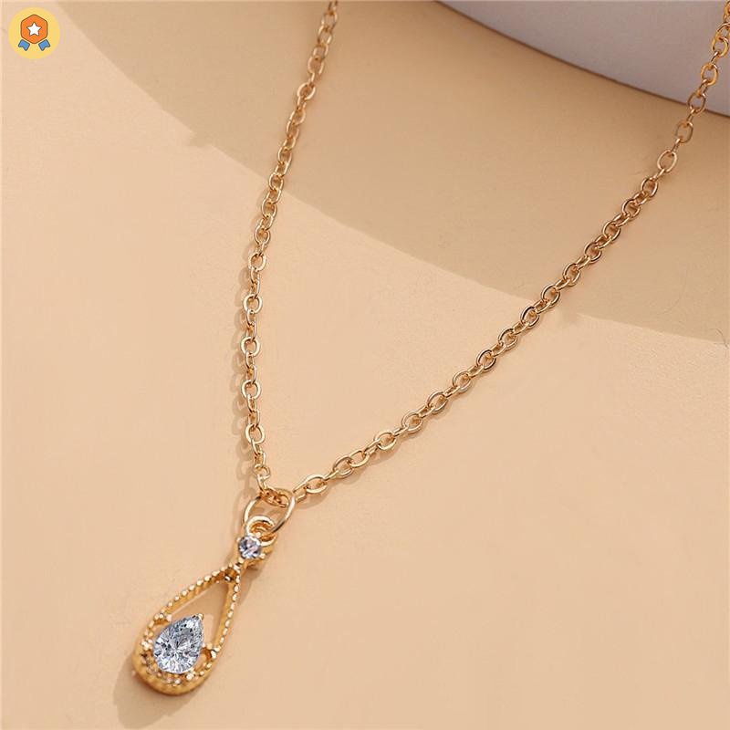 Vòng cổ Đính Đá Zircon Hình Giọt Nước Thiết Kế Đơn Giản Thời Trang HYJP2