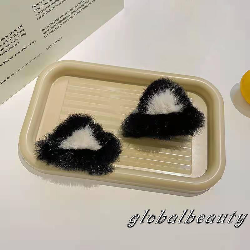 Kẹp Tóc Tai Thỏ Phối Lông Dễ Thương Dành Cho Nữ