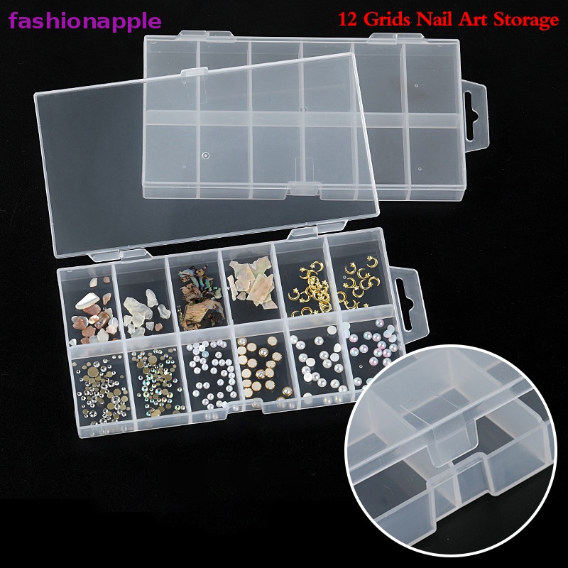 Hộp Nhựa 12 Ngăn Đựng Phụ Kiện Trang Trí Móng Tay