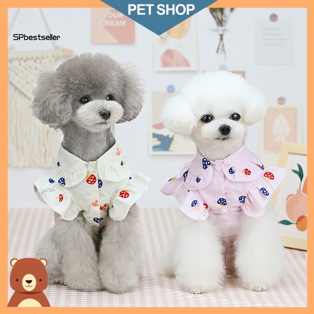 Áo Thun Cotton Thân Thiện Với Da In Hình Nấm Phối Bèo Thời Trang Mùa Hè Cho Cún Cưng