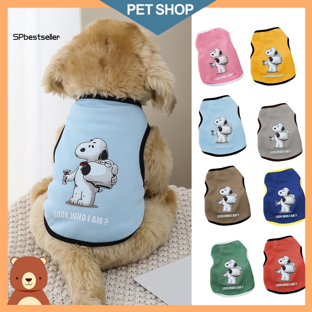 Áo Sát Nách Cổ Tròn Mềm Thoáng Khí In Họa Tiết Hoạt Hình Dễ Thương Thời Trang Mùa Hè Cho Cún Cưng