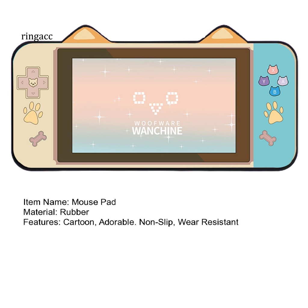 Tấm Lót Chuột RGA Cao Su Co Giãn Chống Trượt Chống Mài Mòn Hình Tai Mèo Hoạt Hình Dễ Thương
