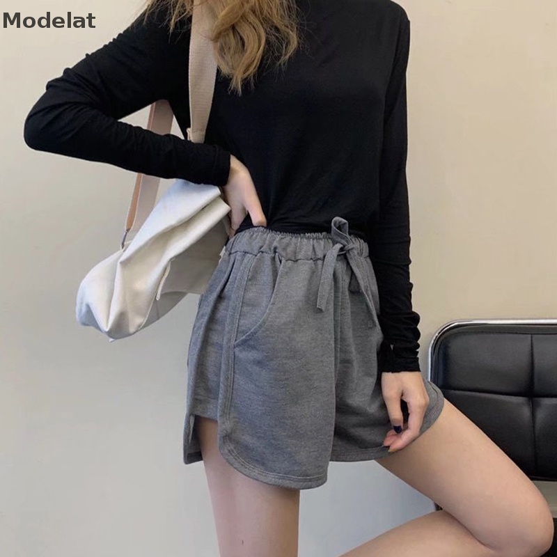 Quần Short Dáng Chữ A Thoáng Khí Màu Trơn Đơn Giản Thời Trang Mùa Hè Cho Nữ