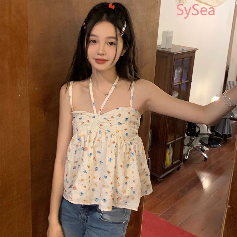 Áo Hai Dây Họa Tiết Hoa Xinh Xắn Thời Trang Mùa Hè Cho Nữ