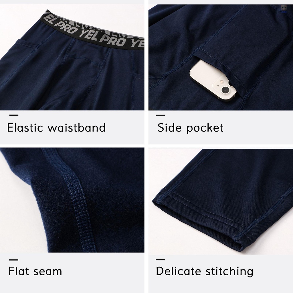 Quần Dài Thể Thao Ôm Dáng Co Giãn Giữ Ấm Có Túi Cho Nam