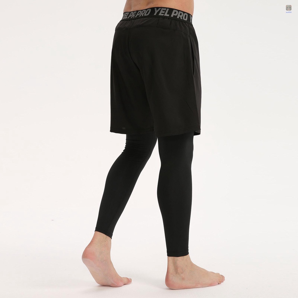 Quần Legging Thể Thao 2 Trong 1 Eo Co Giãn Chống Ẩm Cho Nam