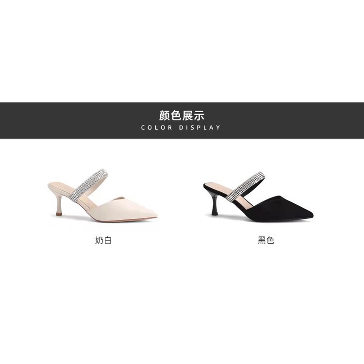 Tóc Thẳng ~ [Hàng Có Sẵn] Niche!Isn Giant Slimmer Look ~ Giày Cao Gót Một Mảnh Mũi Nhọn Đính Đá Thời Trang Cho Nữ