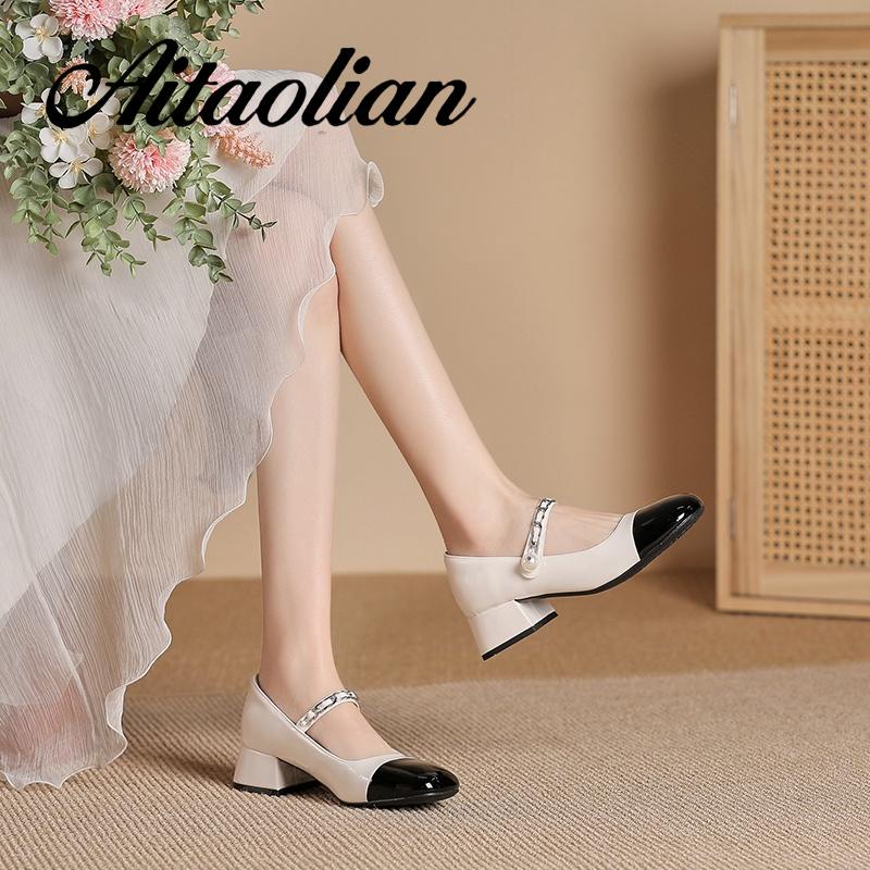 Giày Cao Gót 4cm Chất Liệu Da Bóng Phong Cách Thời Trang lolita Dành Cho Nữ