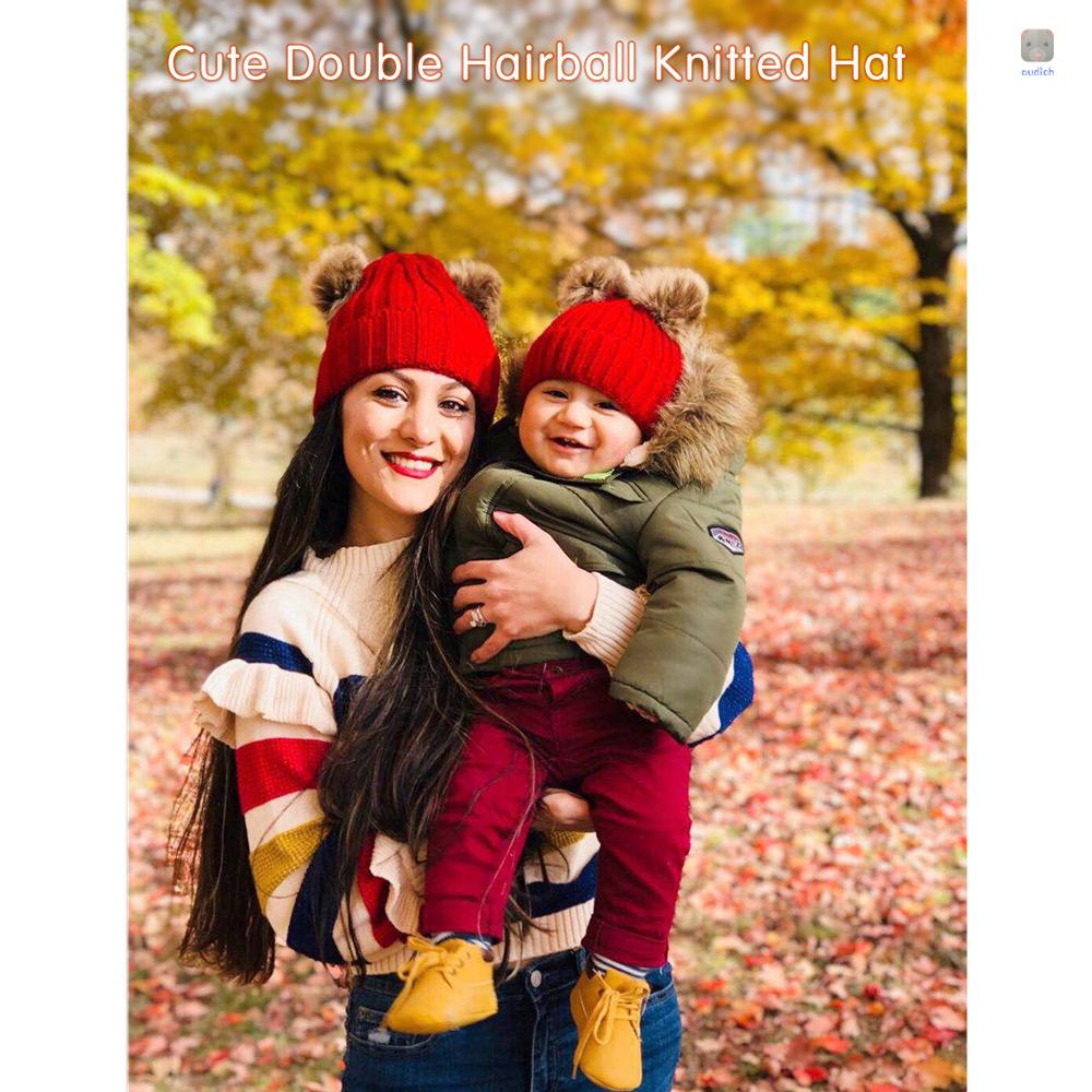 Mũ beanie Trùm Đầu Đính Quả Bông Dễ Thương Cho Bé