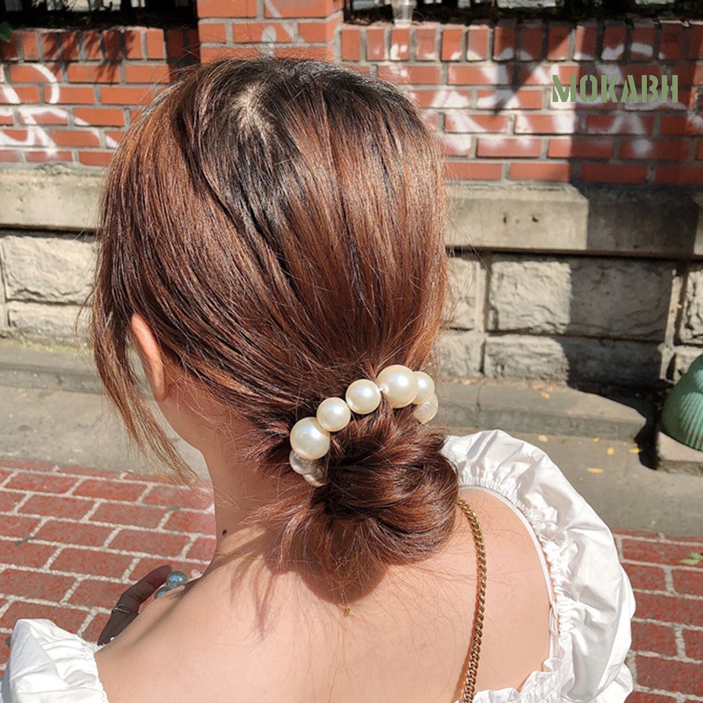 2 Dây Cột Tóc Đính Hạt Ngọc Trai Nhân Tạo Lãng Mạn Thời Trang Cho Nữ