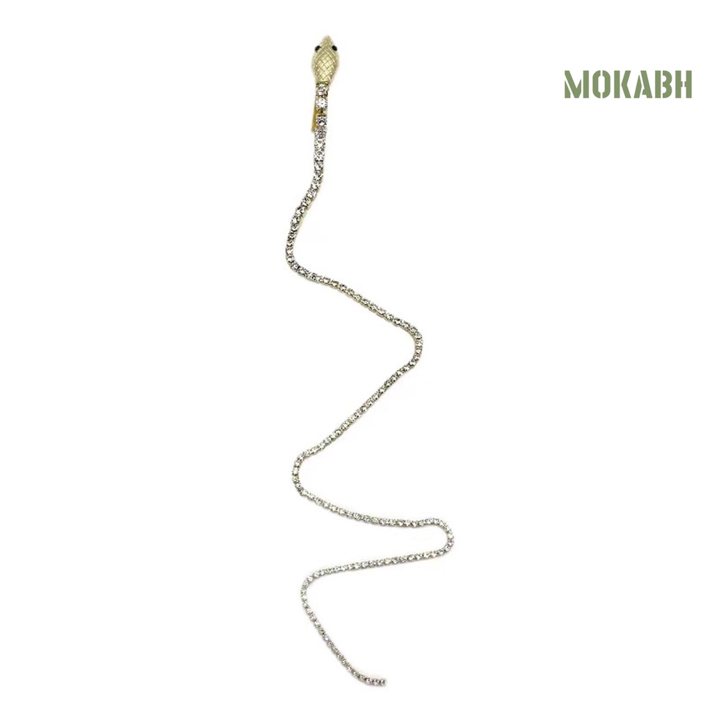 [Mok Abh] Kẹp Tóc Dạng Chuỗi Rắn Đính Đá Lấp Lánh Phong Cách Punk