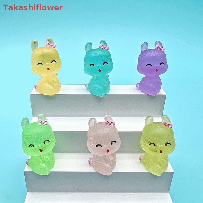 Set 2 Phụ Kiện Trang Trí Điện Thoại Hình Chú Thỏ Mini Bằng Nhựa Resin Dạ Quang DIY