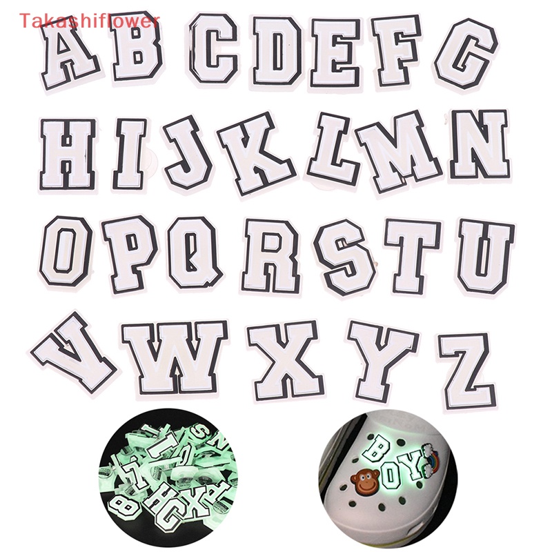 Phụ Kiện Khóa Giày Bằng Nhựa PVC Hình Chữ Cái A-Z Dạ Quang Độc Đáo