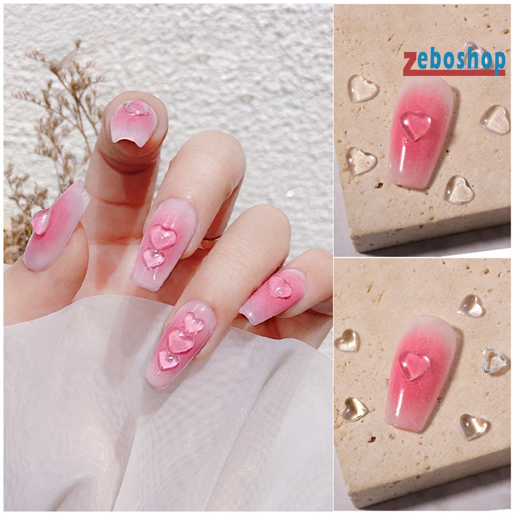 Set 100 Phụ Kiện Trang Trí Móng Tay Nghệ Thuật Hình Trái Tim 3D DIY