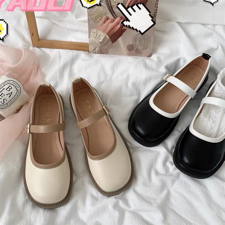 Giày búp bê YAOLI chất liệu da phong cách cổ điển xinh xắn cho nữ