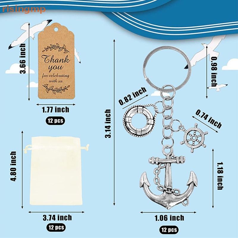 1 Set Móc Khóa Thiết Kế Hình Mỏ Neo Bằng Giấy Kraft Màu Trắng In Chữ Thank You Dùng Làm Quà Tặng Cho Bé / Tiệc Sinh Nhật / Đám Cưới