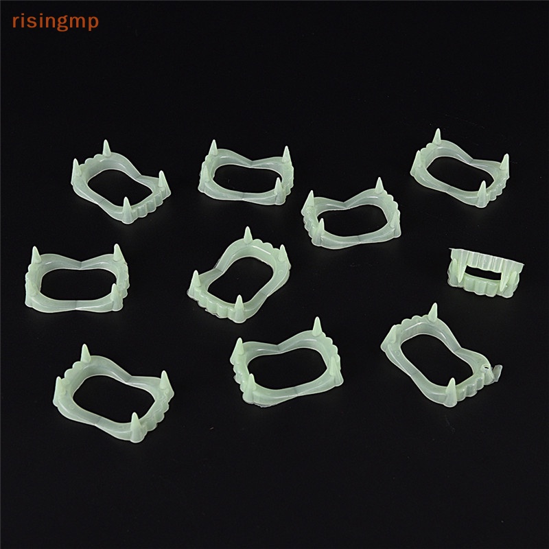 Set 10 Răng Nanh Giả Dạ Quang Hóa Trang Ma Cà Rồng Tiệc Halloween